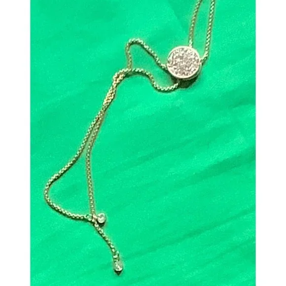 Goldtone Lariat it Crystal Necklace - Picture 4 of 4